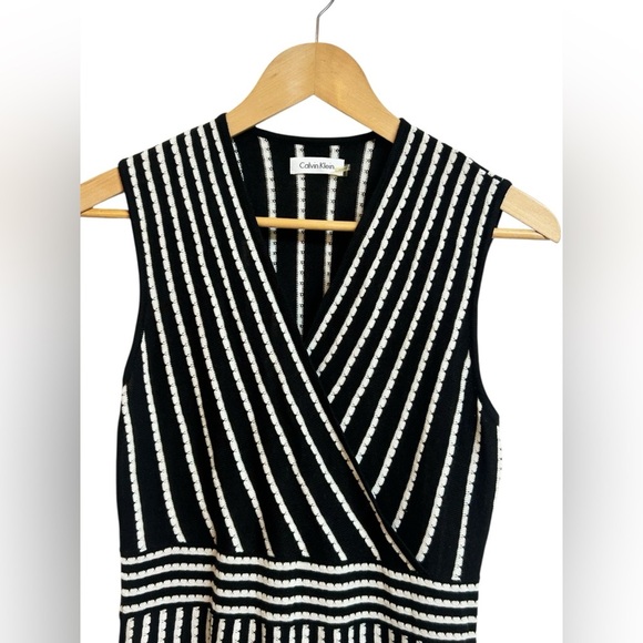 Calvin Klein Faux Wrap Striped Sleeveless Dress Size Large - Picture 5 of 6